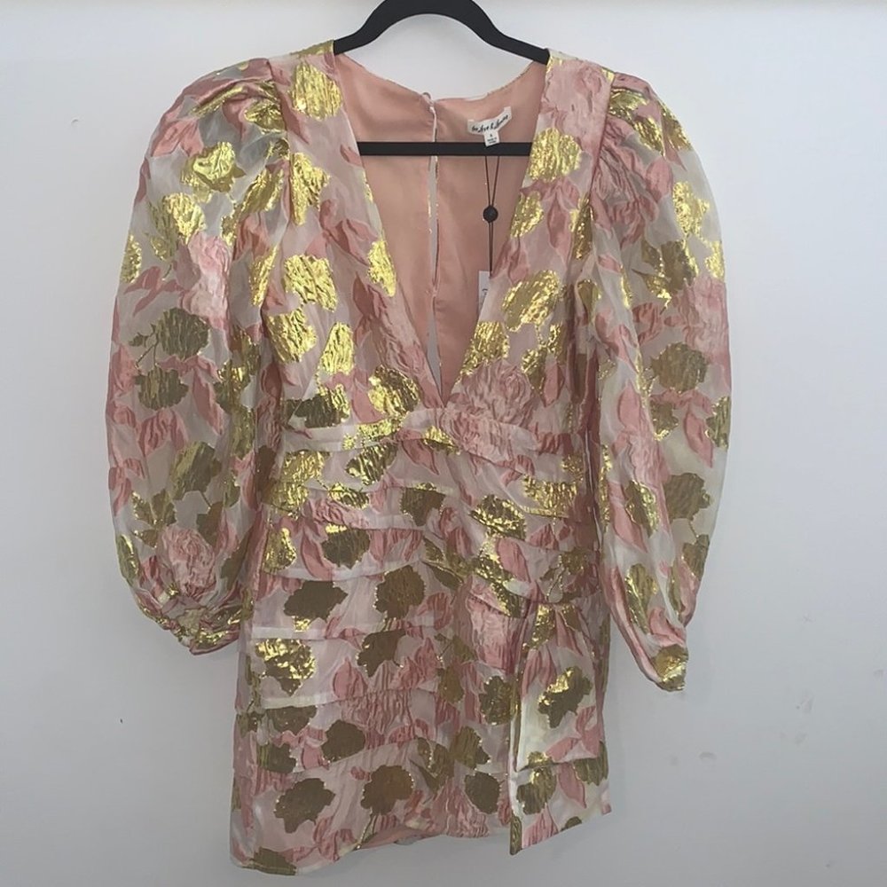 For Love and Lemons x Victoria’s Secret floral plunging neckline ruched dress S - Picture 3 of 16